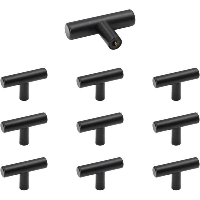 Furniture knob, 10-piece set of black stainless steel cabinet door handles, vintage drawer knobs with screws for dressers and wardrobes