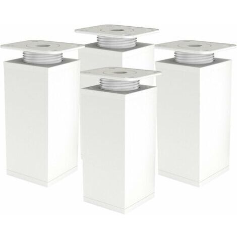 Furniture Leg - Adjustable Sofa Leg - Adjustable Furniture Leg - Set of 4 - Angled 40x40mm - Metal Replacement Parts - Mounting Accessories Included - 80mm White