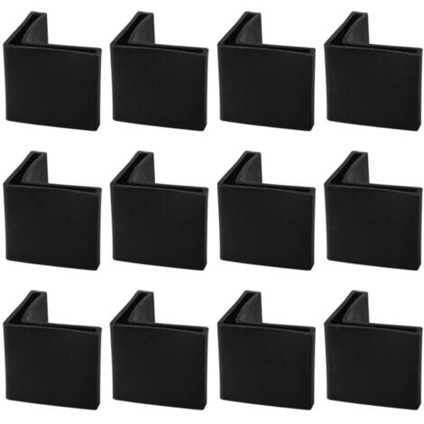 Furniture Leg Caps, Chair and Table Floor Protectors, Angle Iron L-Shaped Plastic Black 50x50mm 12 Pcs