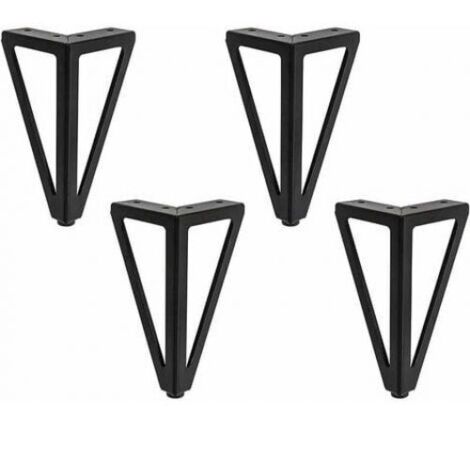 Furniture Legs 4 Packs Pieds de Meubles, Pieds de Table en Métal, 15cm Noir Pieds de Meuble, pour Table TV, Pied de Table Basse, Armoire, Canapé lit et Autres. (15cm, Black)