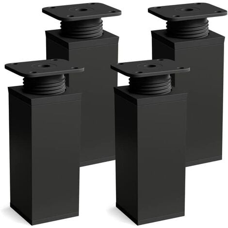 Furniture legs set of 4 | Design: Matt black | Height : 60mm adjustable | Angular shape