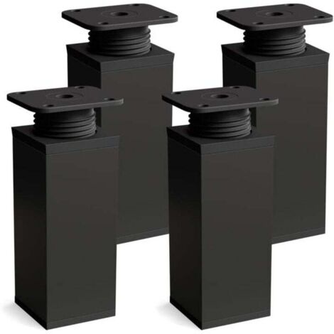 Furniture legs, set of 4. Design: Matte black. Height: 60mm, adjustable. Angular shape.