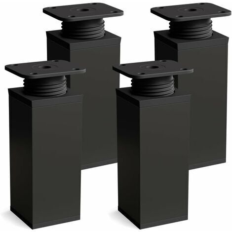 Furniture legs, set of 4. Finish: matte black. Height: 60 mm, adjustable. Square shape.