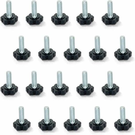 Furniture Leveling Legs, M6 x 20mm Thread, 20 Pack, Black/Silver