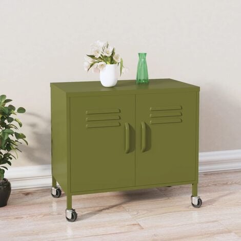 Furniture Limited - Armadietto Verde Oliva 60x35x56 cm in Acciaio