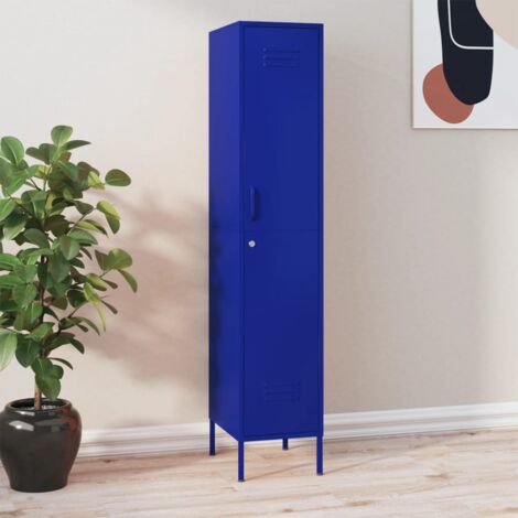 Furniture Limited - Armadio Blu Marino 35x46x180 cm in Acciaio