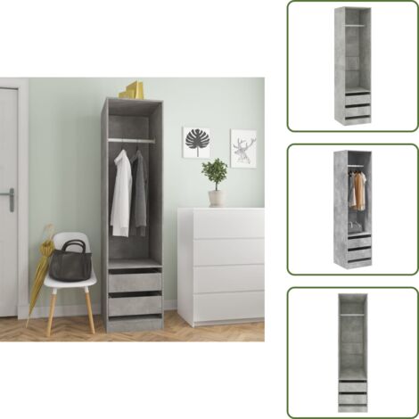 Furniture Limited - Armadio Cassetti Grigio Cemento 50x50x200 cm