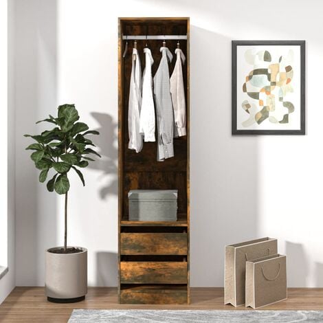 Furniture Limited - Armadio con Cassetti Rovere Fumo 50x50x200 cm