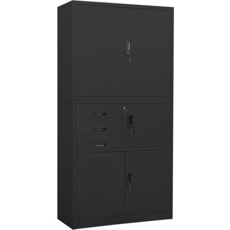Furniture Limited - Armadio per Ufficio Antracite 90x40x180 cm in