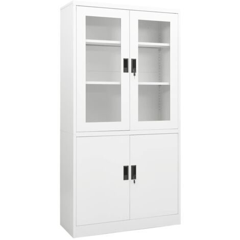 Furniture Limited - Armadio per Ufficio Bianco 90x40x180 cm in