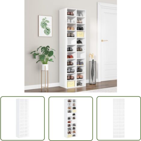 Furniture Limited - Armoire à chaussures Blanc 54x34x183 cm Bois
