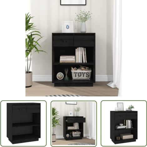 Furniture Limited - Armoire console Noir 60x34x75 cm Bois de pin