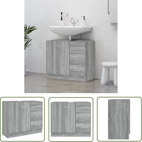 Furniture Limited - Armoire de lavabo Sonoma gris 63x30x54 cm Boi