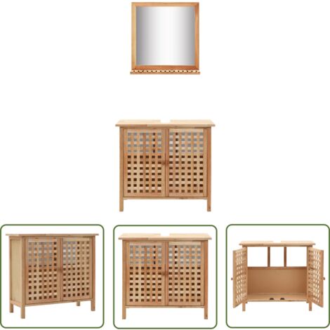 Furniture Limited - Armoire pour lavabo avec miroir Bois de noyer
