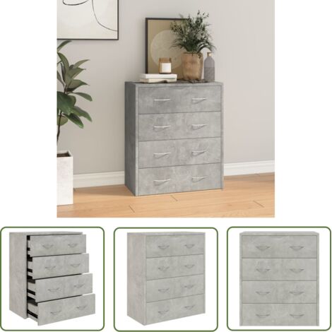 Furniture Limited - Buffet avec 4 tiroirs 60x30,5x71 cm Gris béto