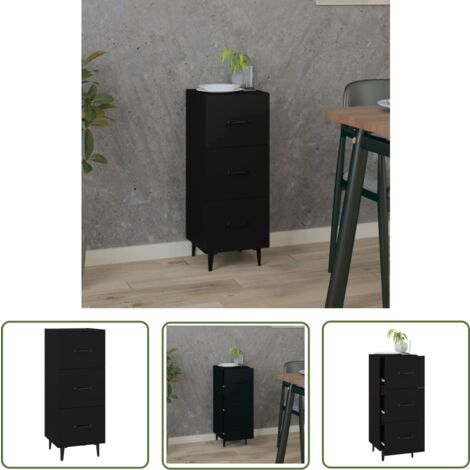 Furniture Limited - Buffet Noir 34,5x34x90 cm Bois d'ingénierie