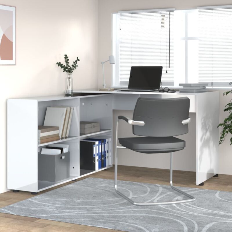 Prolenta Premium - Furniture Limited - Bureau d'angle Blanc brillant Bois