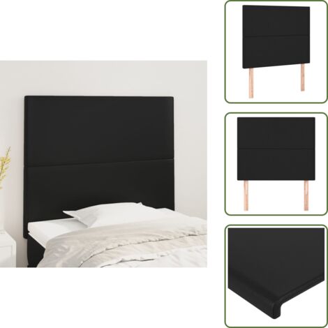 Furniture Limited - Cabecero de cama negro 80x5x118/128 cm piel