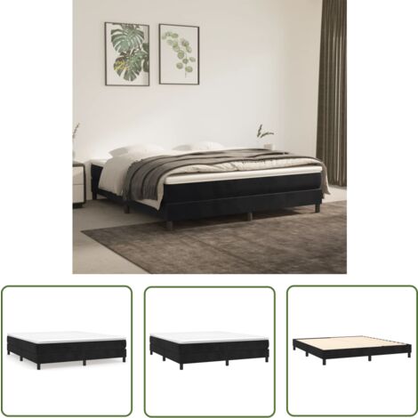 Furniture Limited - Cadre de lit à ressorts noir 180x200 cm velou