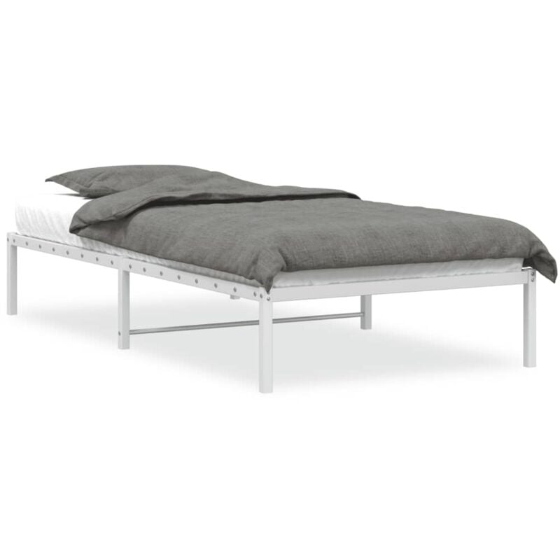 Cadre de lit métal sans matelas blanc 100x200 cm Vidaxl