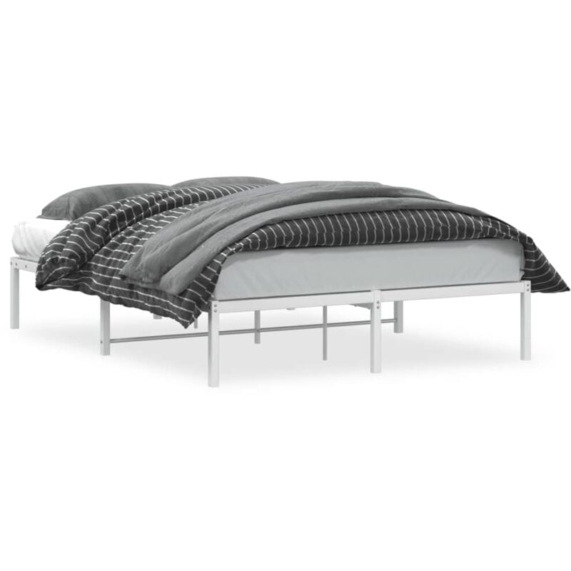 Vidaxl - Cadre de lit métal blanc 135x190 cm