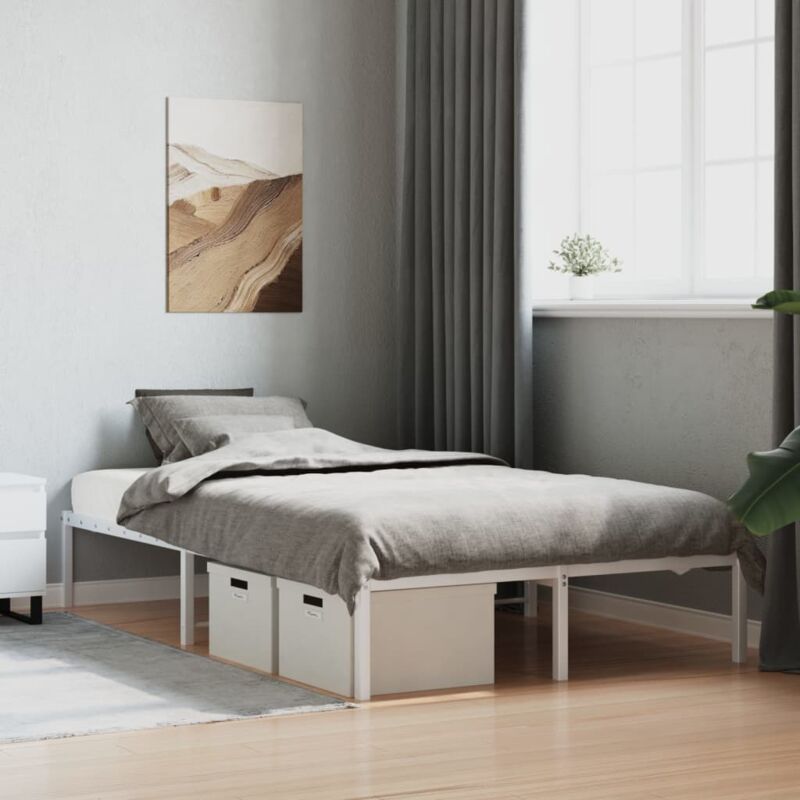 Vidaxl - Cadre de lit métal sans matelas blanc 120x200 cm