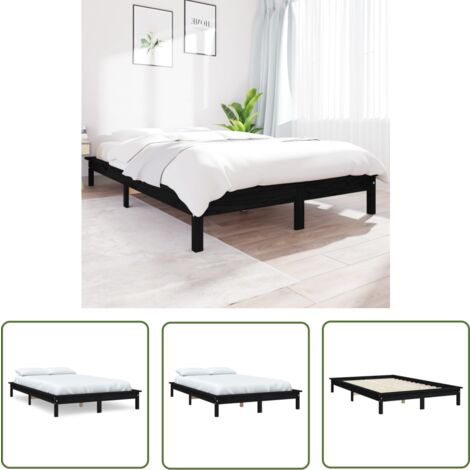Furniture Limited - Cadre de lit sans matelas noir 160x200 cm boi