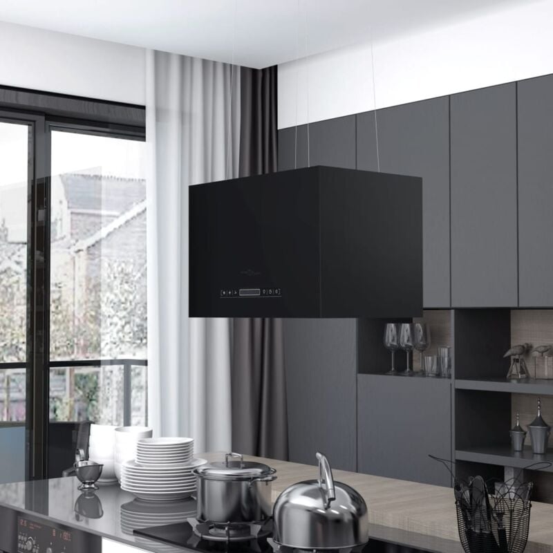 Prolenta Premium - Furniture Limited - Cappa da Cucina ad Isola Sospesa lcd Sensore - Zwart