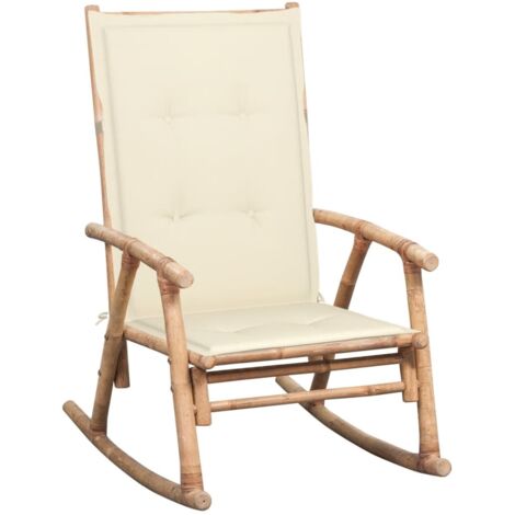 Furniture Limited - Chaise à bascule avec coussin Bambou