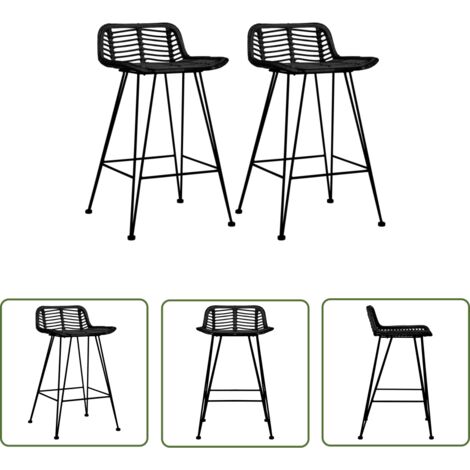 Furniture Limited - Chaises de bar lot de 2 noir Rotin