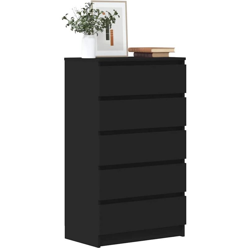 Furniture Limited - Commode Noir 60x36x103 cm Bois d'ingénierie
