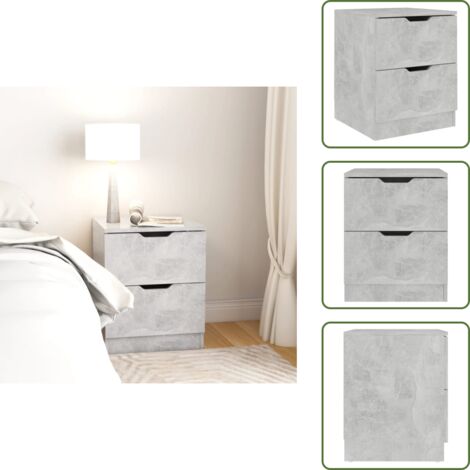 Furniture Limited - Comodino Grigio Cemento 40x40x50 cm in Legno