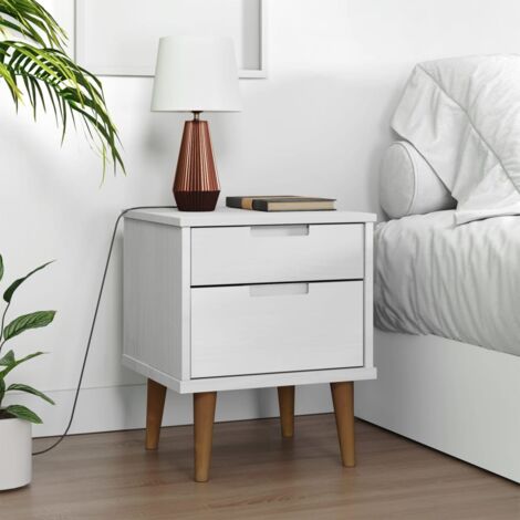 Furniture Limited - Comodino MOLDE Bianco 40x35x48 cm in Legno