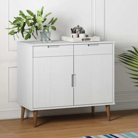 Furniture Limited - Credenza MOLDE Bianca 90x40x80 cm in Legno