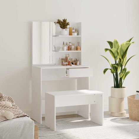 Furniture Limited - Ensemble de coiffeuse Blanc 74,5x40x141 cm