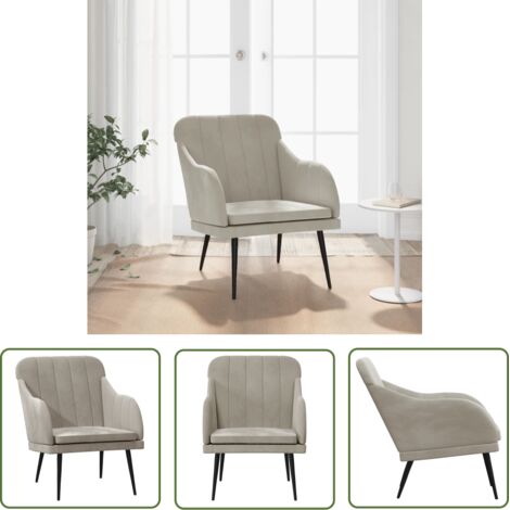 Furniture Limited - Fauteuil Gris clair 63x76x80 cm Velours