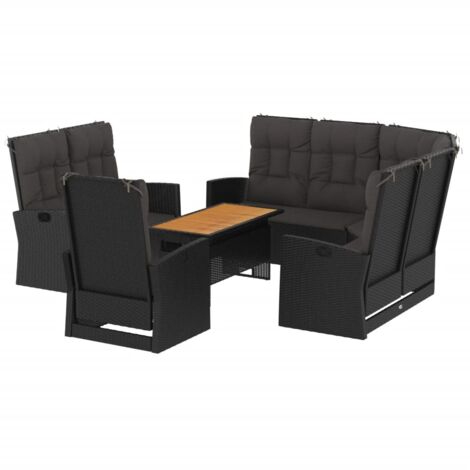 Furniture Limited - Juego de jardín con cojines 4 piezas ratán