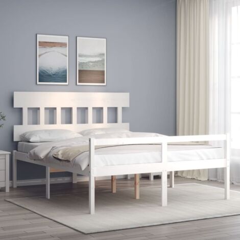 Furniture Limited - Letto per Anziani con Testiera Bianco 160x200