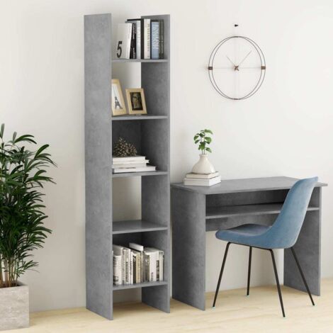 Furniture Limited - Libreria Grigio Cemento 40x35x180 cm in Legno
