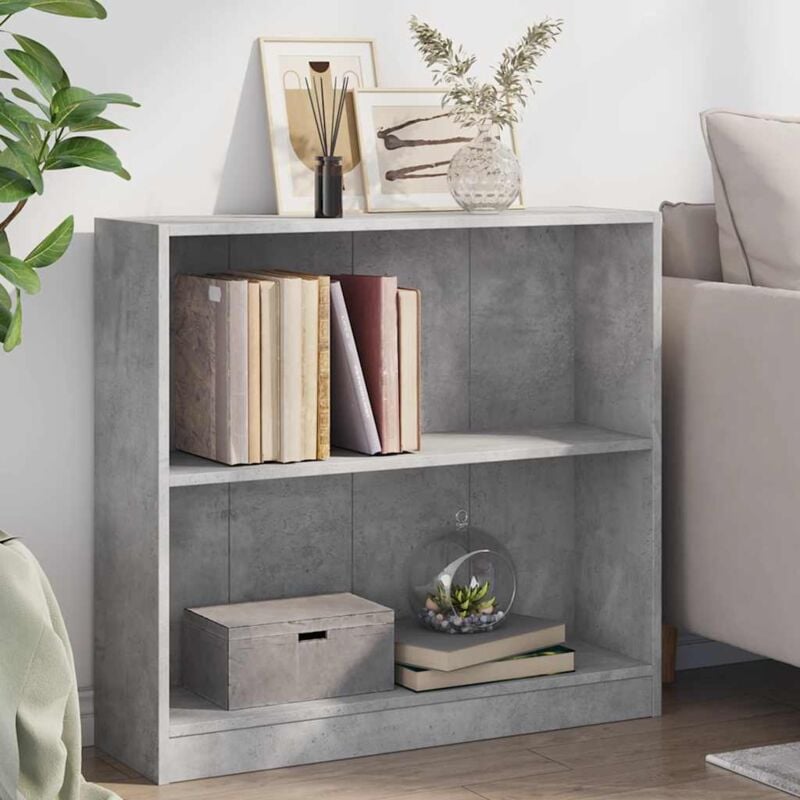 Furniture Limited - Libreria Grigio Cemento 80x24x75 cm in Legno