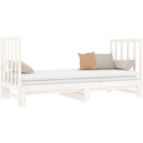 Furniture Limited - Lit coulissant sans matelas blanc 2x(90x190)