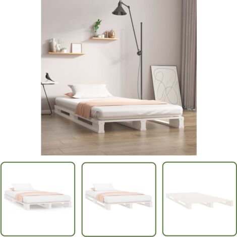 Furniture Limited - Lit de palette blanc 100x200 cm bois de pin m