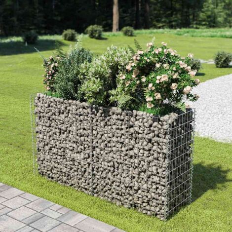 Furniture Limited - Lit surélevé à gabion Acier galvanisé 180x50x