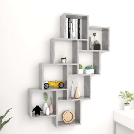 Furniture Limited - Mensola Parete Cubo Grigio Cemento 90x15x119
