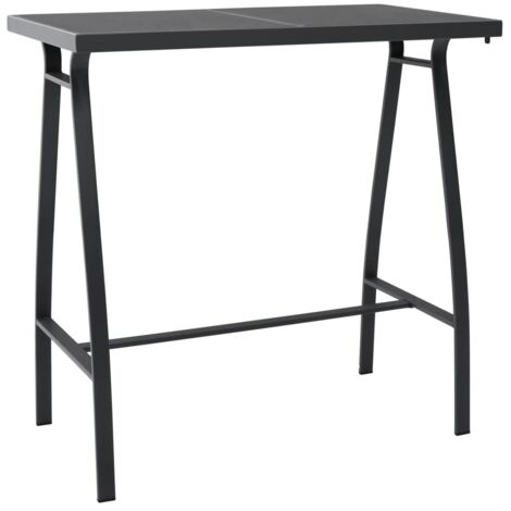 Furniture Limited - Mesa alta de jardín vidrio templado negro