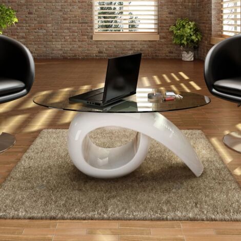 Furniture Limited - Mesa de centro superficie ovalada de vidrio
