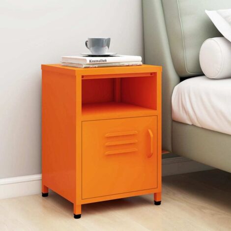 Furniture Limited - Mesita de noche acero naranja 35x35x51 cm