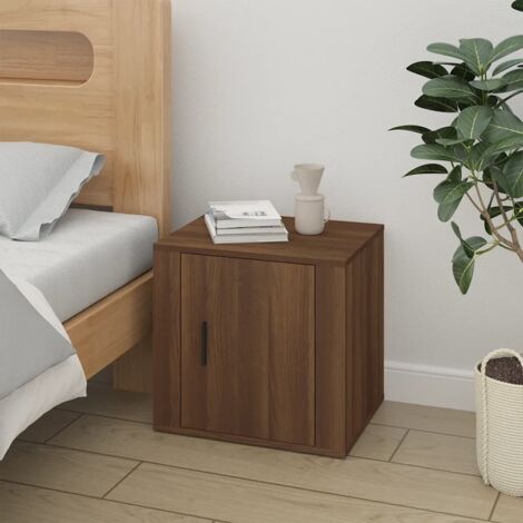 Furniture Limited - Mesita de noche color roble marrón 50x39x47