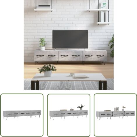 Furniture Limited - Meuble TV gris béton 150x36x30 cm bois