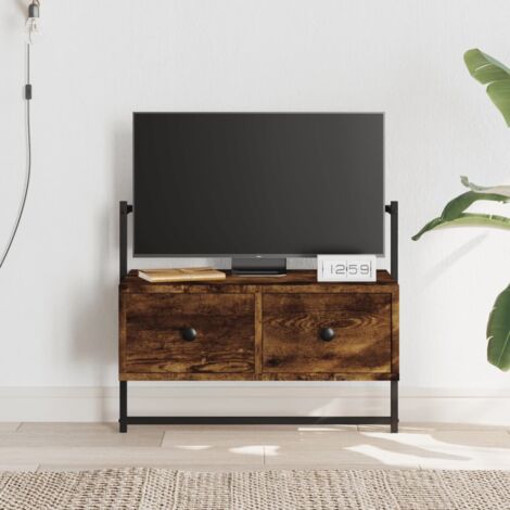Furniture Limited - Meuble TV mural chêne fumé 60,5x30x51 cm bois